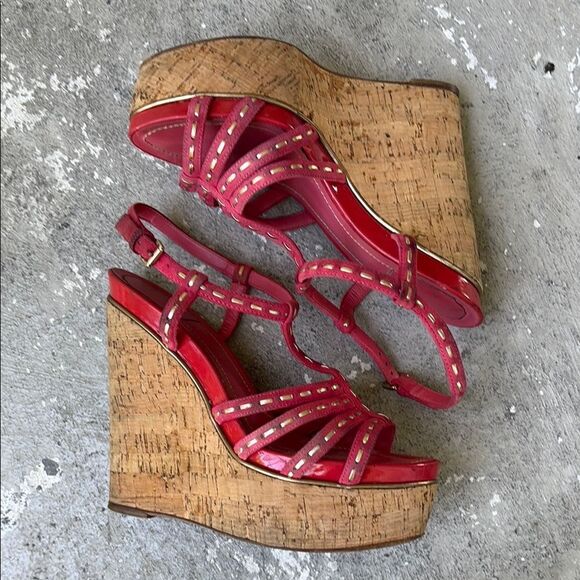 Christian Dior pink cork wedges